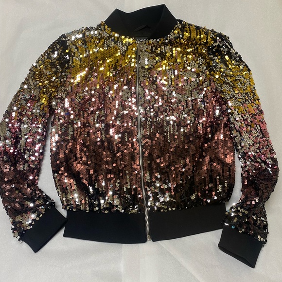 Bebe Sequin Ombre Bomber Jacket ⭐️ - Picture 3 of 5